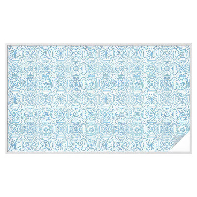 Mleczna naklejka na okno Niebieskie kafelki