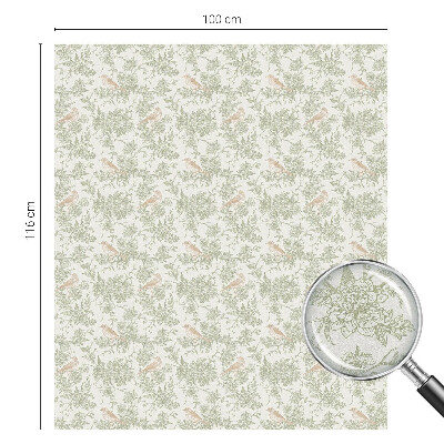 Naklejka na okno mleczna witraż Ptaki rośliny