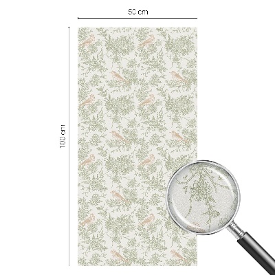 Naklejka na okno mleczna witraż Ptaki rośliny