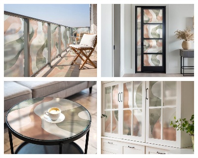 Mleczna naklejka na okno Kolorowe fale