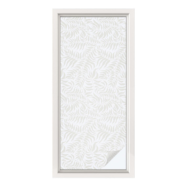 Naklejka na okno mleczna witraż Liściasta elegancja