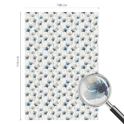 Mleczna naklejka na okno Niebieskie kwiaty