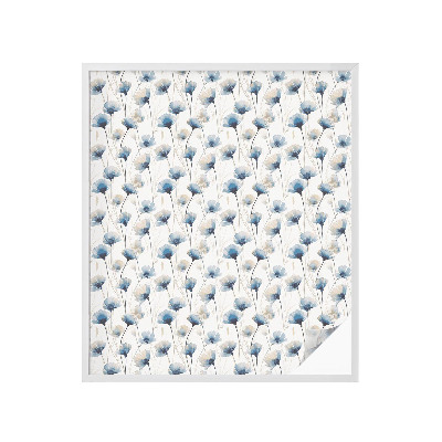 Mleczna naklejka na okno Niebieskie kwiaty