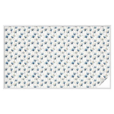 Mleczna naklejka na okno Niebieskie kwiaty