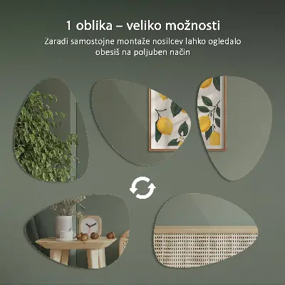 Lustro o organicznym kształcie bez ramy do zawieszenia na ścianie