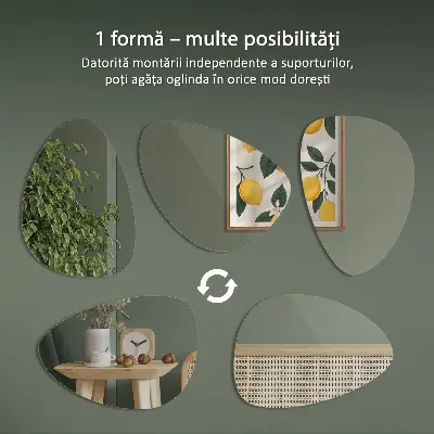 Lustro o organicznym kształcie bez ramy do zawieszenia na ścianie
