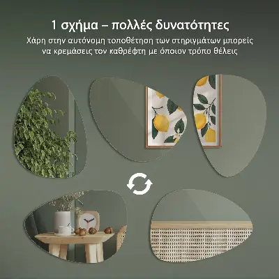 Lustro o organicznym kształcie bez ramy do zawieszenia na ścianie