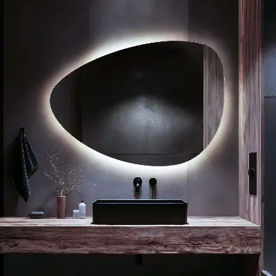Lustro jajko z podświetleniem LED do zawieszenia na ścianę