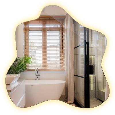 Lustro w kształcie plamy podświetlane LED