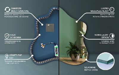 Lustro w kształcie plamy podświetlane LED