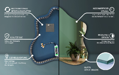 Lustro w kształcie plamy podświetlane LED