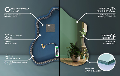 Lustro w kształcie plamy podświetlane LED