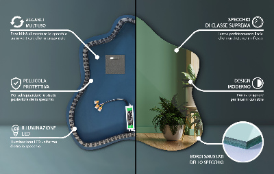 Lustro w kształcie plamy podświetlane LED