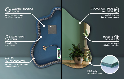 Lustro w kształcie plamy podświetlane LED