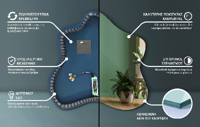 Lustro w kształcie plamy podświetlane LED