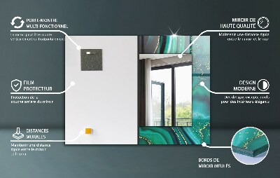 Lustro z drukowaną ramką Zielony geometryczny wzór