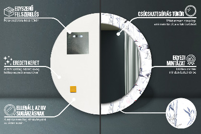 Żurawie ptaki Lustro dekoracyjne okrągłe