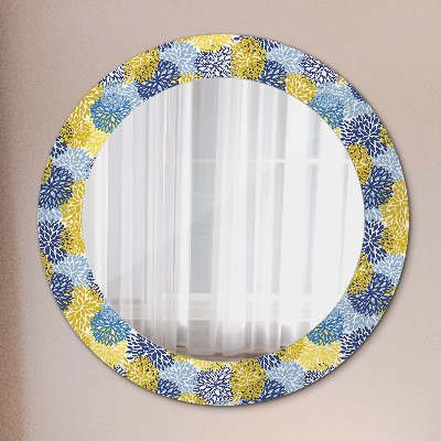 Lustro dekoracyjne okrągłe Niebieskie kwiaty