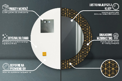 Geometria sześciokątna Lustro z nadrukiem dekoracyjne okrągłe