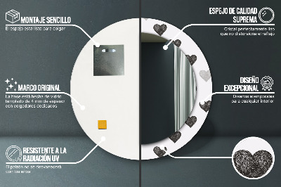 Abstrakcyjne serca Lustro dekoracyjne okrągłe