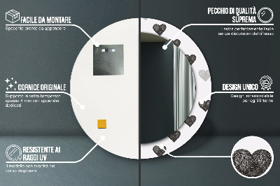 Lustro dekoracyjne okrągłe Abstrakcyjne serca