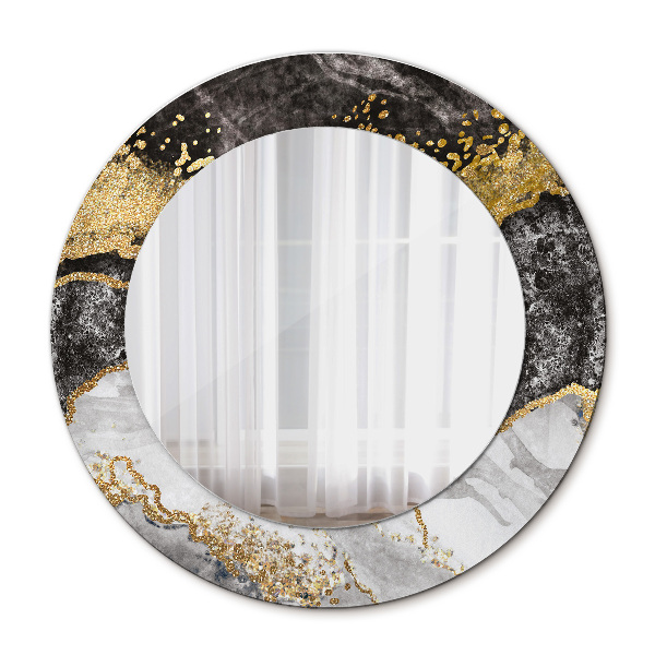 Lustro dekoracyjne okrągłe Marmur i złoto