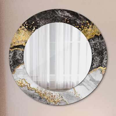 Lustro dekoracyjne okrągłe Marmur i złoto