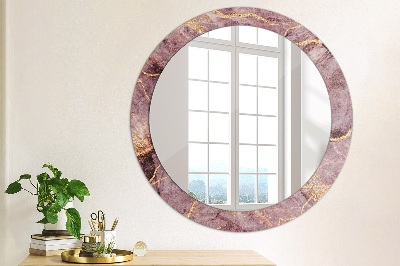 Lustro dekoracyjne okrągłe Marmur z dodatkiem złota