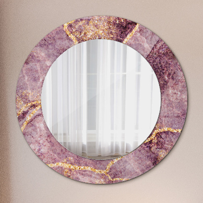Lustro dekoracyjne okrągłe Marmur z dodatkiem złota