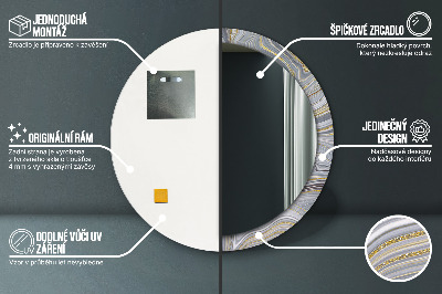 Szary marmur Lustro dekoracyjne okrągłe