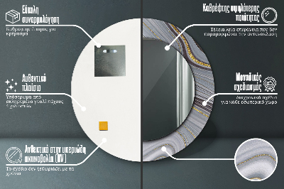 Szary marmur Lustro dekoracyjne okrągłe
