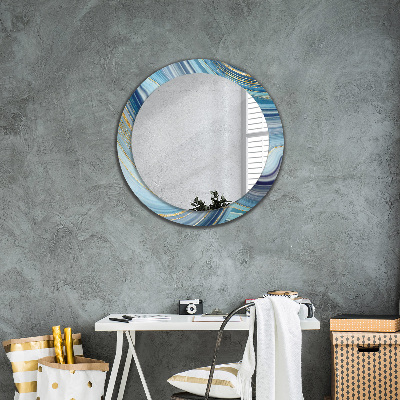 Niebieski marmur Lustro dekoracyjne okrągłe