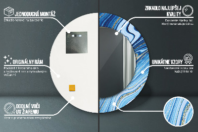 Błękitne marmurkowanie Lustro z nadrukiem dekoracyjne okrągłe