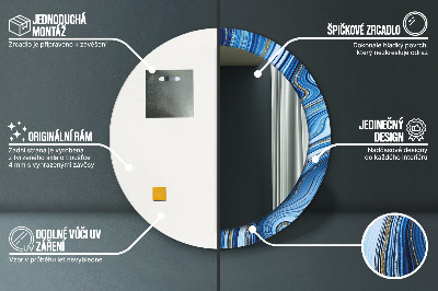 Błękitne marmurkowanie Lustro z nadrukiem dekoracyjne okrągłe