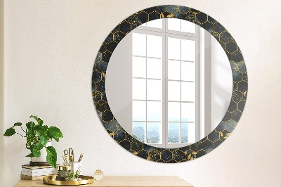 Marmur heksagon Lustro dekoracyjne okrągłe