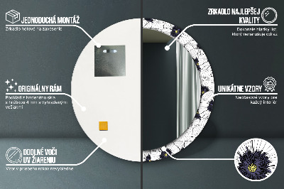 Liniowe kwiaty kompozycja Lustro z nadrukiem okrągłe