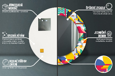 Geometryczne tropikalne ptaki Lustro dekoracyjne okrągłe