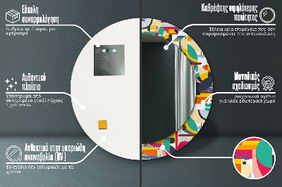 Geometryczne tropikalne ptaki Lustro dekoracyjne okrągłe