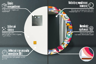 Geometryczne tropikalne ptaki Lustro dekoracyjne okrągłe