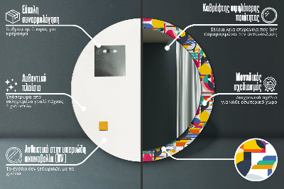 Geometryczne tropikalne ptaki Lustro dekoracyjne okrągłe