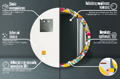 Geometryczne tropikalne ptaki Lustro dekoracyjne okrągłe