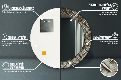 Stalowa tekstura Lustro dekoracyjne okrągłe