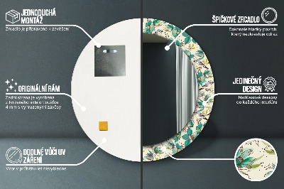 Kwiaty i ptaki Lustro dekoracyjne okrągłe