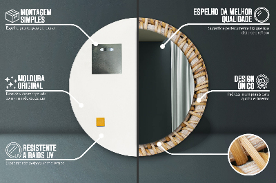 Naturalny warkocz Lustro dekoracyjne okrągłe