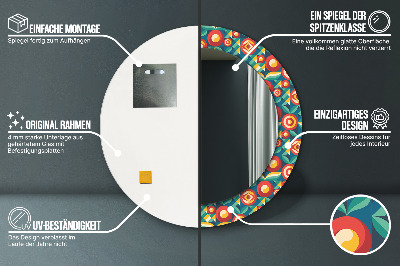 Geometryczne owoce i liście Lustro dekoracyjne okrągłe