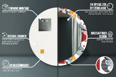 Abstrakcja z ptakami Lustro dekoracyjne okrągłe
