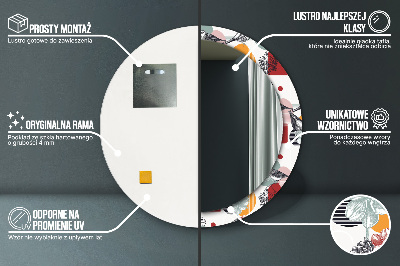 Abstrakcja z ptakami Lustro dekoracyjne okrągłe