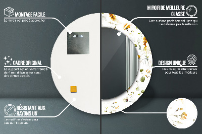 Polne kwiaty Lustro z nadrukiem okrągłe
