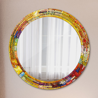 Lustro z nadrukiem okrągłe Kolorowy witraż