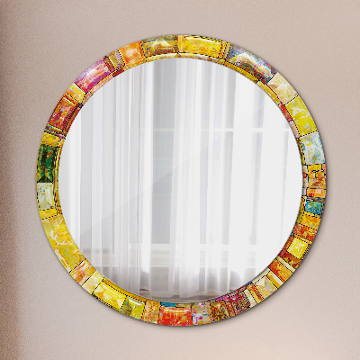 Kolorowy witraż Lustro z nadrukiem okrągłe